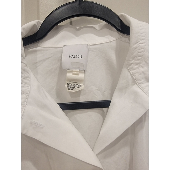 PATOU Belted Pleated Cotton-Poplin Mini Shirt Dress Size 8 - Picture 6 of 12